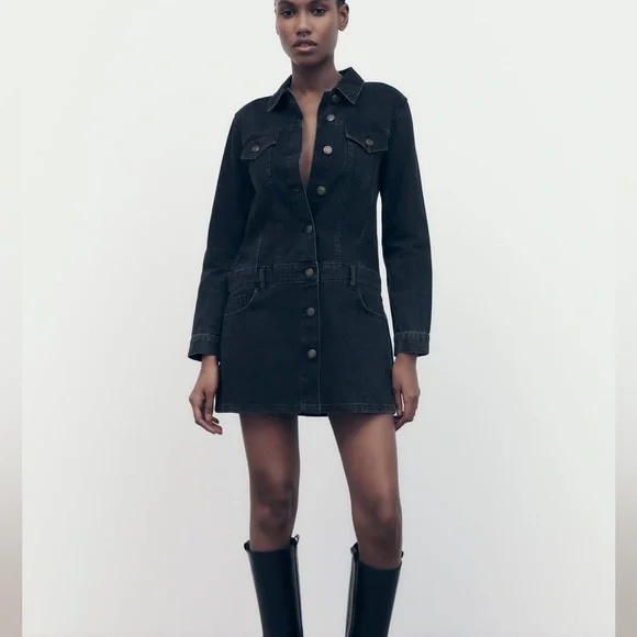 chinese dress ladies ZARA. Short buttoned denim dress Ts – Hibuy market main image 0